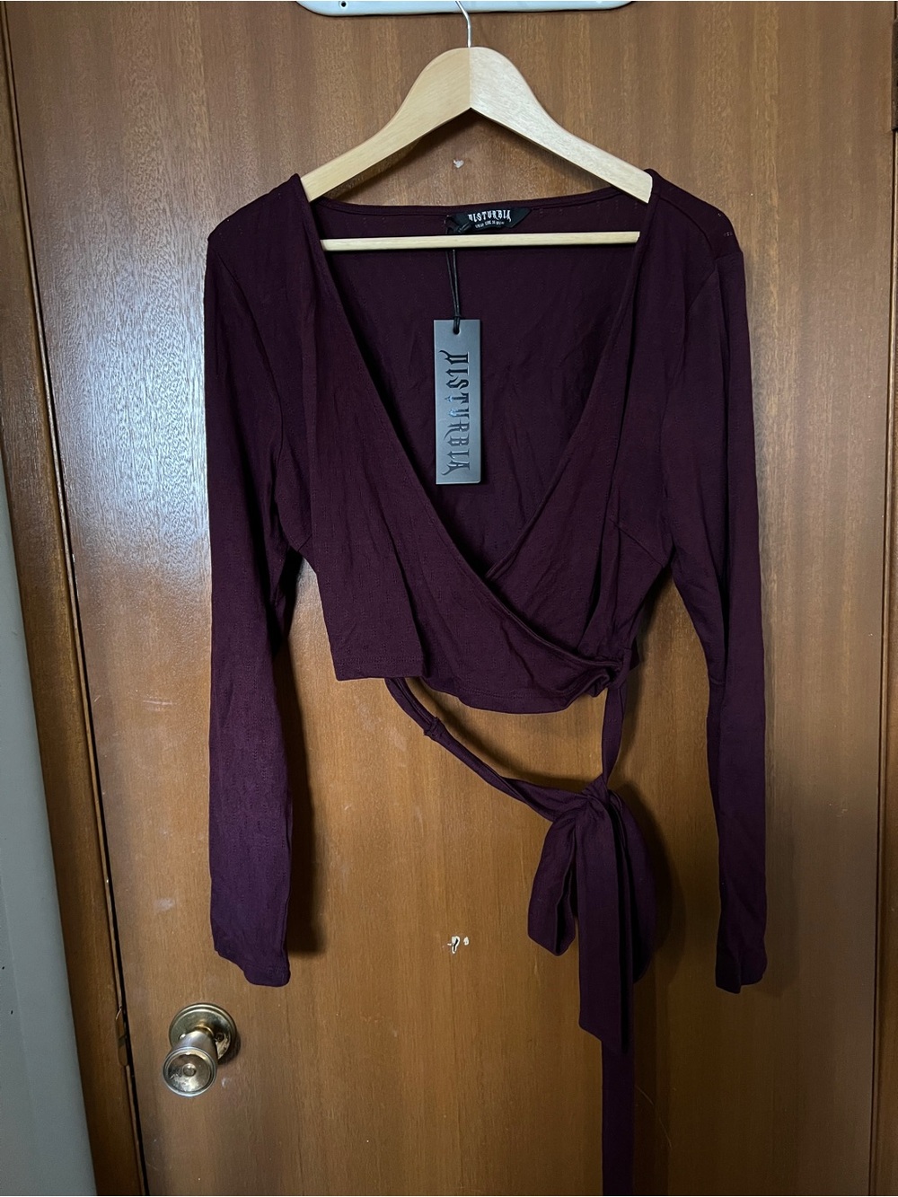 Plum Wrap Front Long Sleeve Top